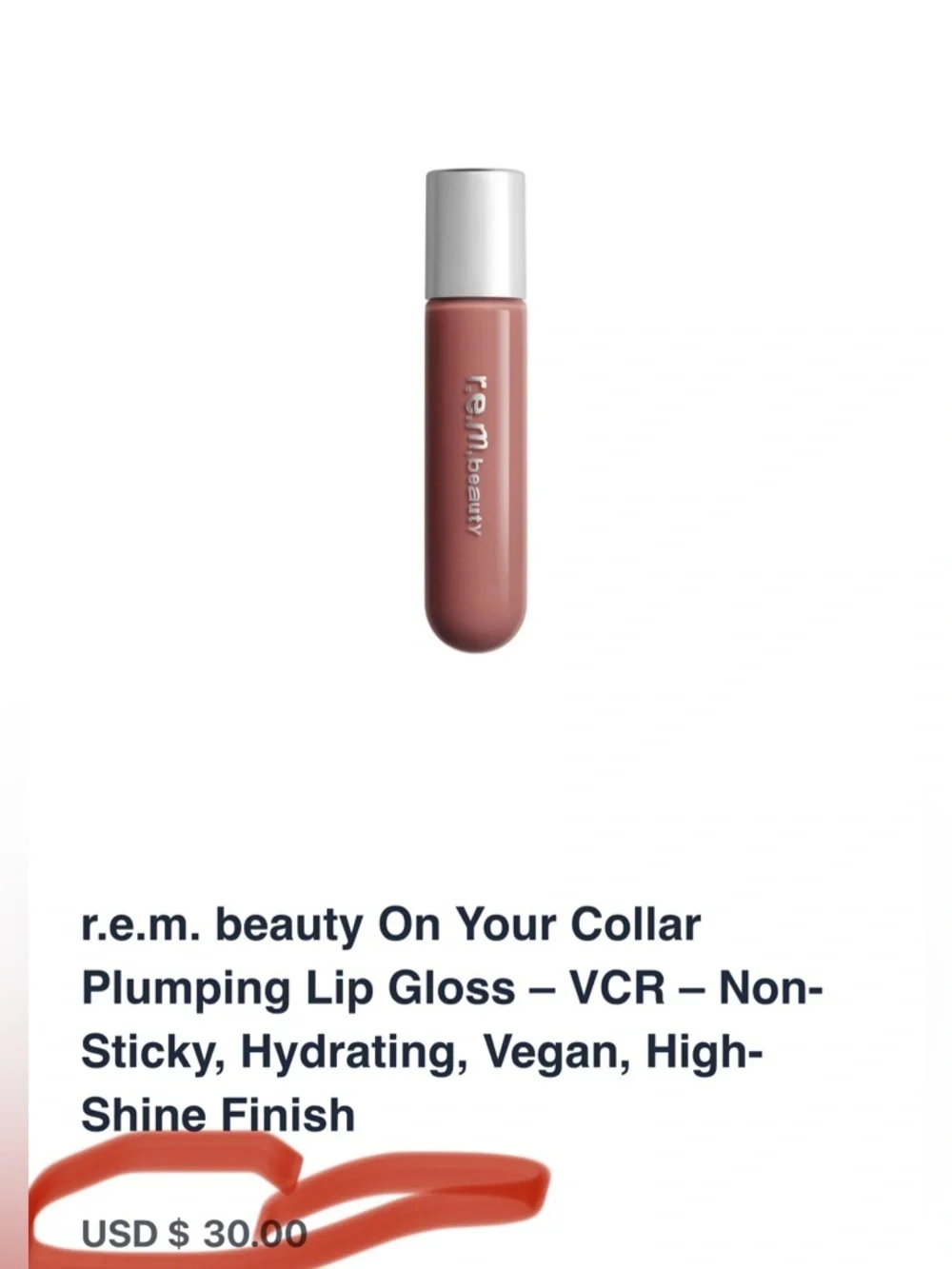 r.e.m. beauty by Ariana Grande, On Your Collar Plumping Lip Gloss “Rollup” Shade